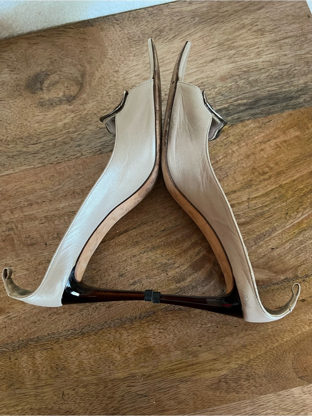 Rare Tom Ford for Saint Laurent Beige and Brown Dali Lips Mules Heels Size 37.5 - Picture 7 of 10